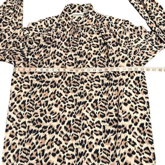 Vintage 80s Alfred Dunner Leopard Print Silky Long sleeve Shirt Blouse Size 16 - Picture 9 of 12